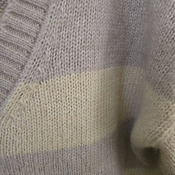 By Together Milie Striped Sweater V Neck Cozy Soft Wool Blend Neutral Size S - Picture 6 of 8